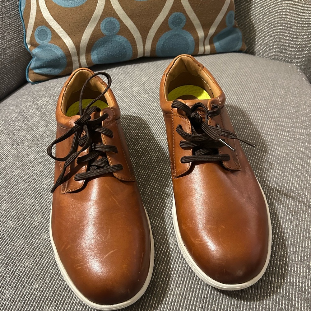 Florsheim Brown Leather Derby Sneakers with White Soles Steeltoed